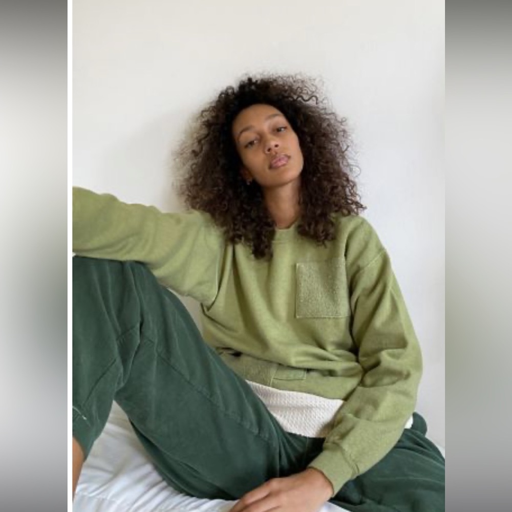 Urban Renewal Recycled Overdyed Tonal Patch Crew Neck Sweatshirt